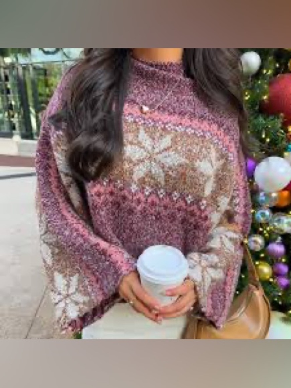 Francesca's Collections Maroon and Pink Cowl Sweater Size Large - Picture 9 of 9